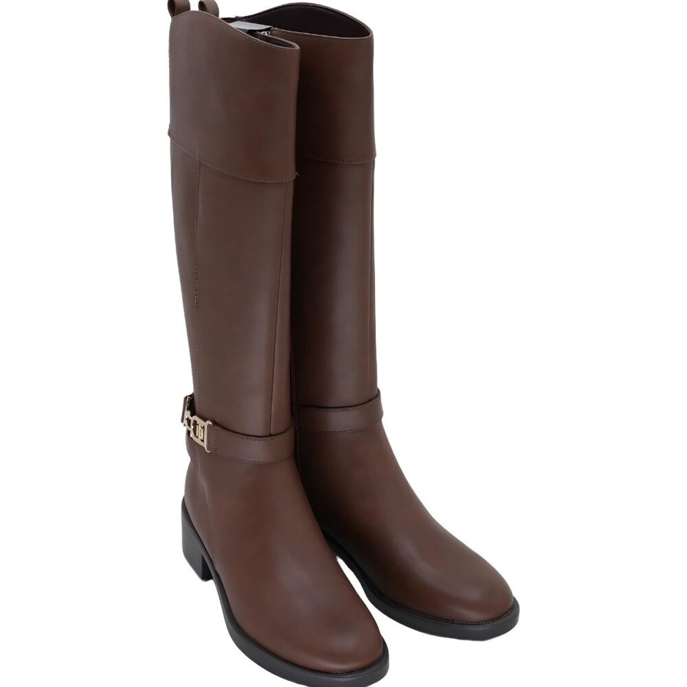 Tommy Hilfiger Women's Ionni Riding Boots Dark Natural 7 M - Picture 4 of 6